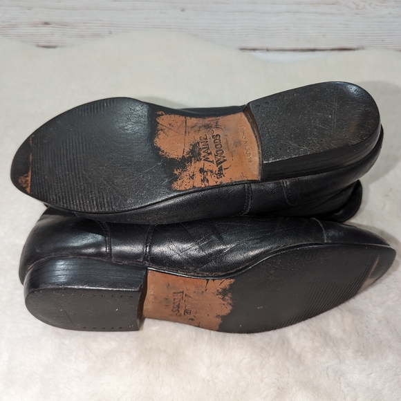 Maine Woods Black Leather Witchy Granny Leather Fold Over Booties 8 VTG - Picture 5 of 8